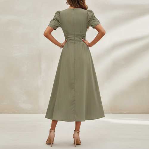 Dress for Women | New Year Party Outfit | Waist Cinched Puff Sleeve Western | Elegant Casual Wear (Dress 246) - Image 5