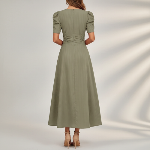 Dress for Women | New Year Party Outfit | Waist Cinched Puff Sleeve Western | Elegant Casual Wear (Dress 246) - Image 6