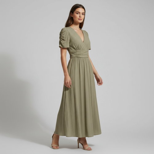 Dress for Women | New Year Party Outfit | Waist Cinched Puff Sleeve Western | Elegant Casual Wear (Dress 246) - Image 4