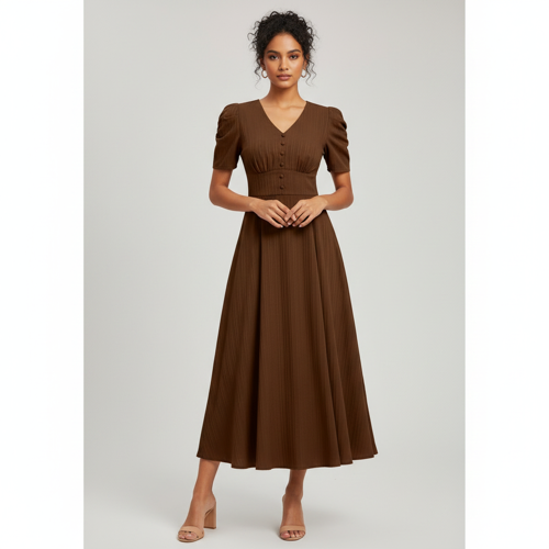 Dress for Women | New Year Party Outfit | Waist Cinched Puff Sleeve Western | Elegant Casual Wear (Dress 246) - Image 68