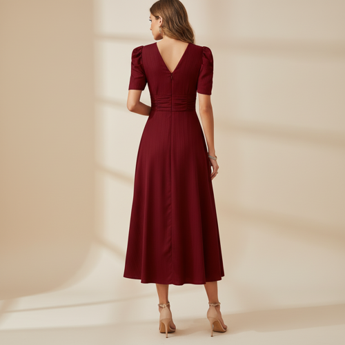 Dress for Women | New Year Party Outfit | Waist Cinched Puff Sleeve Western | Elegant Casual Wear (Dress 246) - Image 57
