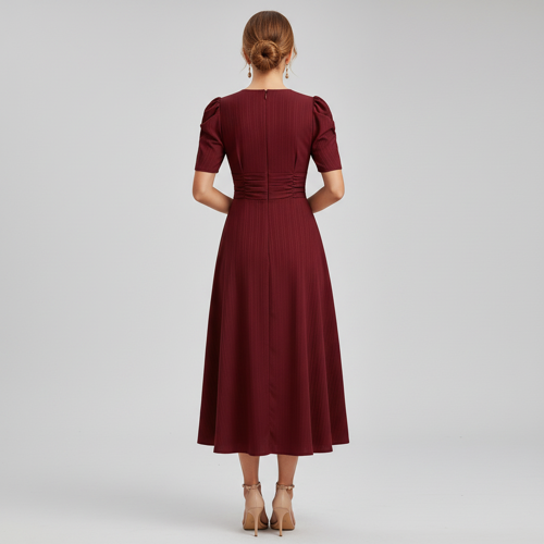 Dress for Women | New Year Party Outfit | Waist Cinched Puff Sleeve Western | Elegant Casual Wear (Dress 246) - Image 23