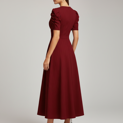Dress for Women | New Year Party Outfit | Waist Cinched Puff Sleeve Western | Elegant Casual Wear (Dress 246) - Image 19