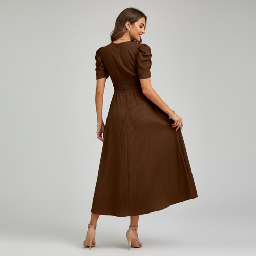 Dress for Women | New Year Party Outfit | Waist Cinched Puff Sleeve Western | Elegant Casual Wear (Dress 246) - Image 26