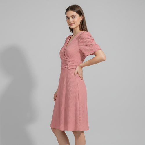 Dress for Women | New Year Party Outfit | Waist Cinched Puff Sleeve Western | Elegant Casual Wear (Dress 246) - Image 4