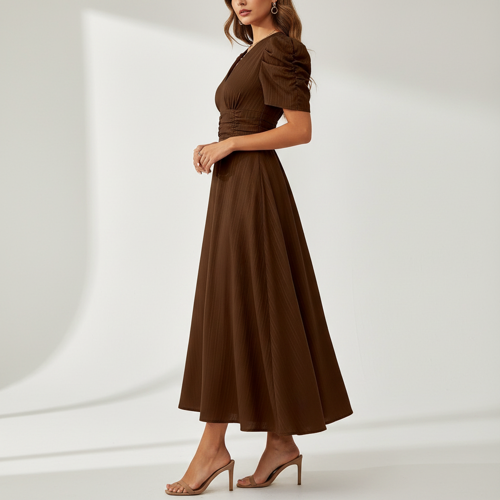 Dress for Women | New Year Party Outfit | Waist Cinched Puff Sleeve Western | Elegant Casual Wear (Dress 246) - Image 28