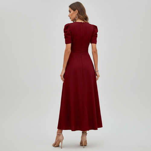 Dress for Women | New Year Party Outfit | Waist Cinched Puff Sleeve Western | Elegant Casual Wear (Dress 246) - Image 25