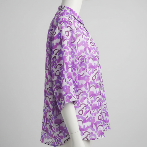 Shirt with Mandarin Collar and Above Elbow Sleeve Relaxed Fit Top - Image 14