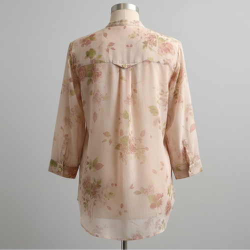 Shirt with Mandarin Collar and Relaxed Fit 3/4 Sleeves - Image 5