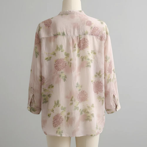 Shirt with Mandarin Collar and Relaxed Fit 3/4 Sleeves - Image 6