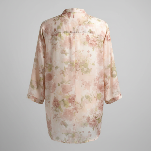 Shirt with Mandarin Collar and Relaxed Fit 3/4 Sleeves - Image 5
