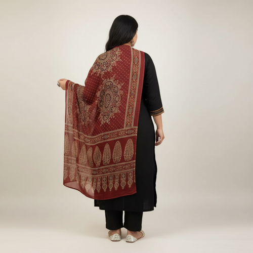 Kurta with Pant and Dupatta | V-Neck Kurti Set | 3/4 Length Regular Sleeves | Soft Comfortable Fabric | 3 Piece Outfit - Image 5