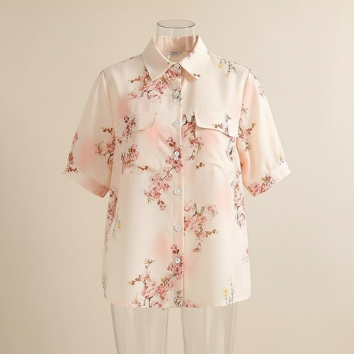 Shirt Short Sleeve Button Down Top | Casual Summer Blouse Lightweight Soft Fabric Regular Fit Stylish Top - Image 2