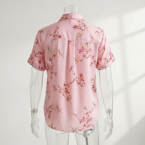 Shirt Short Sleeve Button Down Top | Casual Summer Blouse Lightweight Soft Fabric Regular Fit Stylish Top - Image 12