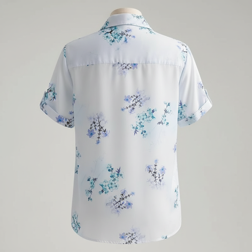 Shirt Short Sleeve Button Down Top | Casual Summer Blouse Lightweight Soft Fabric Regular Fit Stylish Top - Image 16