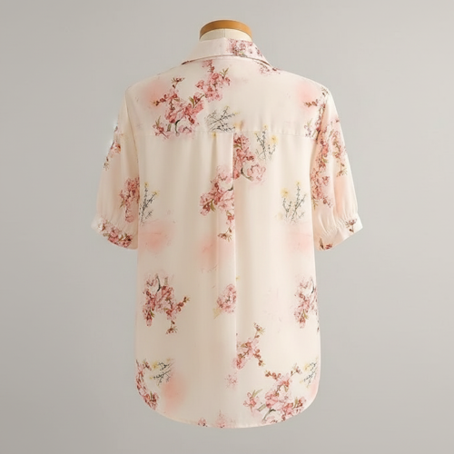 Shirt Short Sleeve Button Down Top | Casual Summer Blouse Lightweight Soft Fabric Regular Fit Stylish Top - Image 3