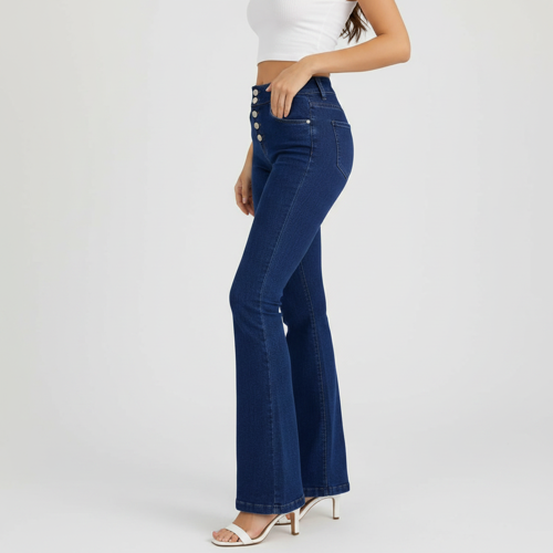 Jeans | Stretchable Denim Pant | 3 Button Front Closure | Flared Bell Bottom Style Casual for Girls & Ladies (Sizes 26-34) - Image 5