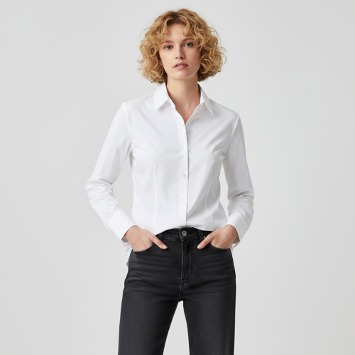 Aahwan White Solid Front Button Long Sleeve Casual Shirt for Women' & Girl's(354-White-XS) - Image 2