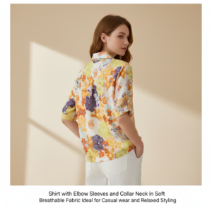 Shirt with Elbow Sleeves and Collar Neck in Soft Breathable Fabric Ideal for Casual wear and Relaxed Styling
