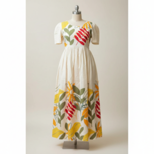 Women's Pure Cotton Maxi Midi Dress – Elegant Floral Printed Long Dress | Soft & Breathable Fabric | Casual (in, Alpha, 3XL, Regular, White)