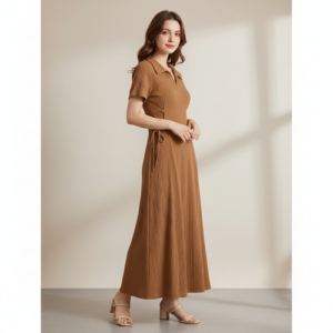 Short Sleeve, Side-Tie Waist Long Casual Maxi Women Dress Outfit Long Evening Midi Western Party Dress for Women (Dress 211)