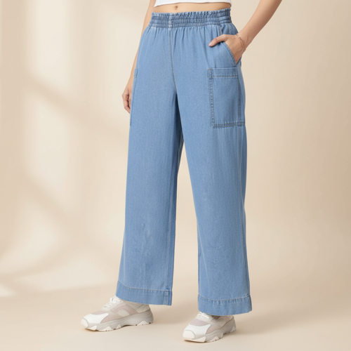 Jeans – High-Rise | 100% Cotton | Enzyme Wash | Elasticated Waistband | Jeans for Women (Available in Plus Sizes)