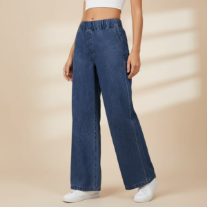 Jeans Comfort Fit with Elastic Waistband, Straight Cut, Casual Style for All Seasons, Versatile Clothing