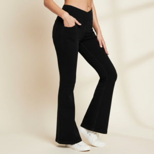 Jeans Trendy Stretchy Flare Jeggings with Pockets