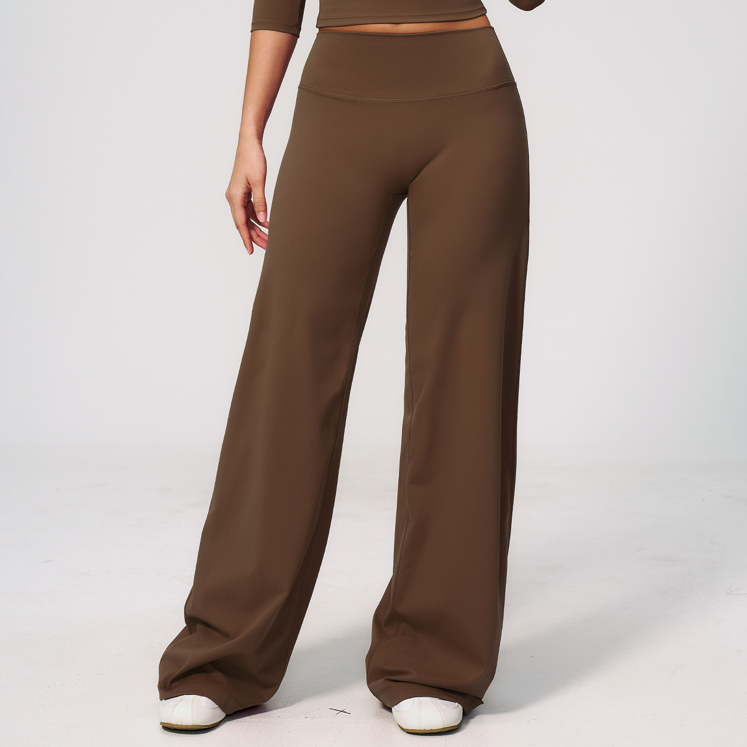 Morpho Aura Women's Solid High Rise Wide Leg Breathable Active Fitness Pants - Image 5