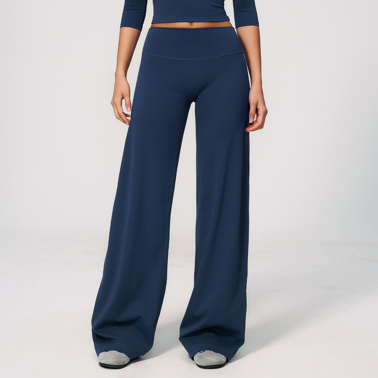 Morpho Aura Women's Solid High Rise Wide Leg Breathable Active Fitness Pants - Image 7