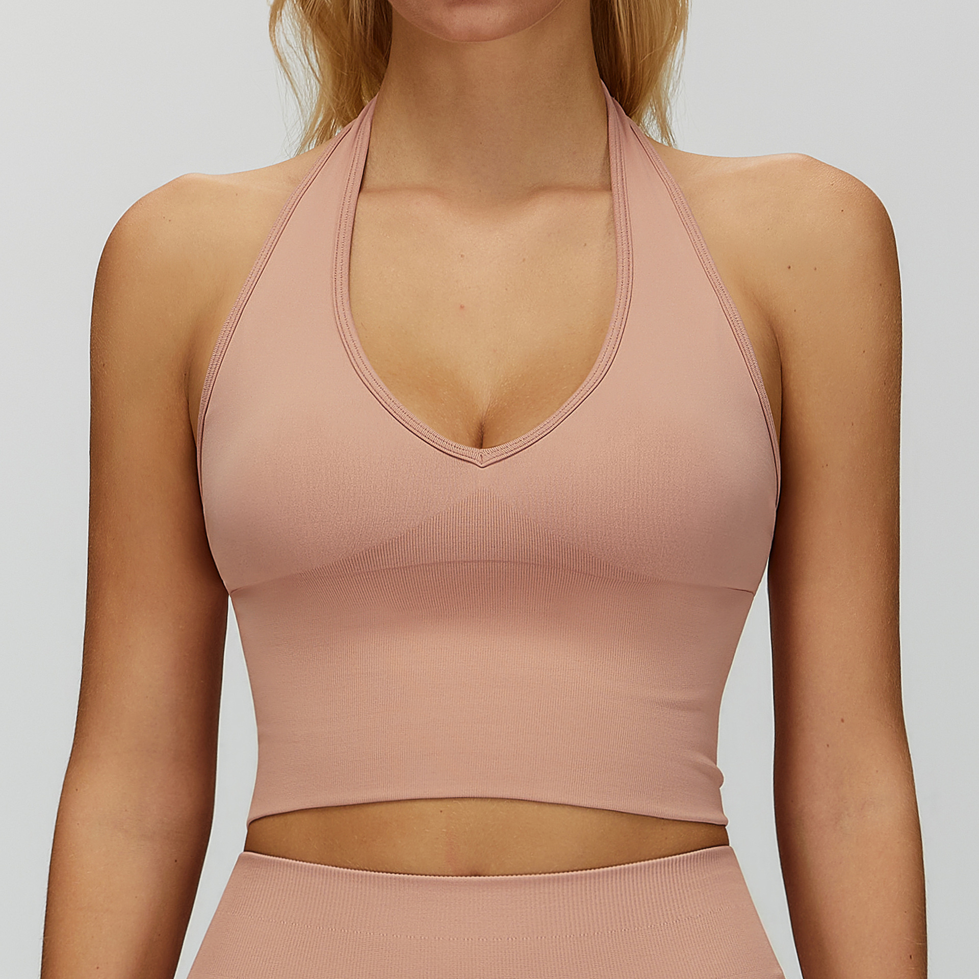 Morpho Aura Women's Solid Color Halter Neck Slim Fitness Camisole - Image 5