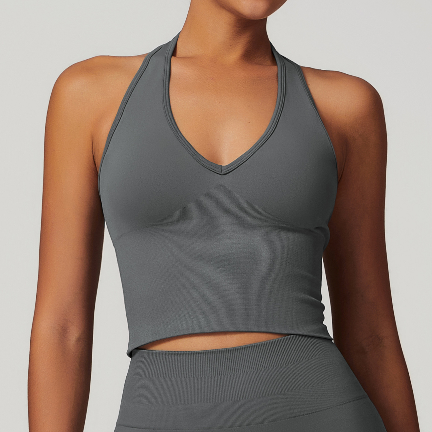 Morpho Aura Women's Solid Color Halter Neck Slim Fitness Camisole - Image 6